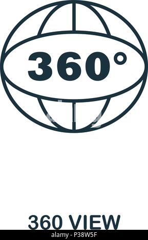 360 Symbol anzeigen. Mobile App, Druck, Web site Symbol. Einfaches Element singen. Monochrom 360 Symbol anzeigen Abbildung. Stock Vektor