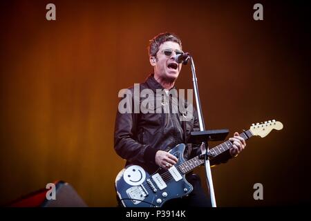 Landgraaf, Niederlande, 16. Juni 2018 Noel Gallagher's Hoch fliegende Vögel Live at Pinkpop Festival 2018 © Roberto Finizio / alamy Leben Nachrichten Stockfoto