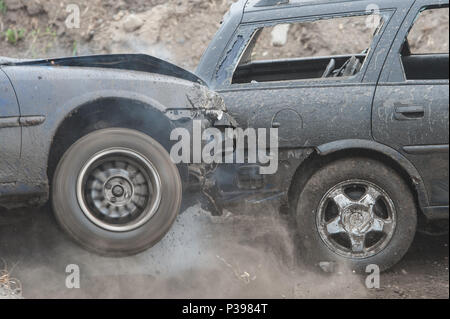 Sosnova, Tschechische Republik. 16 Juni, 2018. Die 9 Destruction Derby extreme Abriss race von Altfahrzeugen nahm auf dem Autodrom in Sosnova, der Tschechischen Republik, am 16. Juni 2018. Quelle: Vit Cerny/CTK Photo/Alamy leben Nachrichten Stockfoto