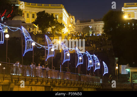 Odessa, Ukraine, Blick vom Hafen auf die Potemkinsche Treppe Stockfoto