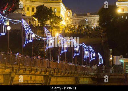 Odessa, Ukraine, Blick vom Hafen auf die Potemkinsche Treppe Stockfoto