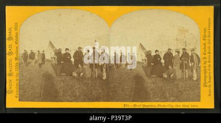 138 Head Quarters, Platte City, Oktober 25th, 1866 (Schatten des Fotografen im Vordergrund), durch Carbutt, John, 1832-1905 Stockfoto