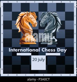 International Chess tag Vektor-illustration Label Design. Juli 20. Stock Vektor