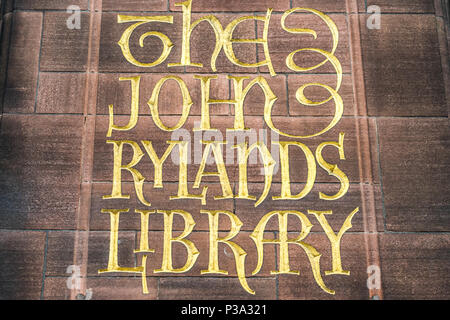 Manchester, Vereinigtes Königreich - Juni 02, 2018: Der John Rylands Library in Manchester, England, Großbritannien Stockfoto