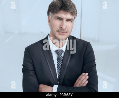 Close-up. Porträt einer wohlwollenden erfolgreiche Arbeitgeber Stockfoto