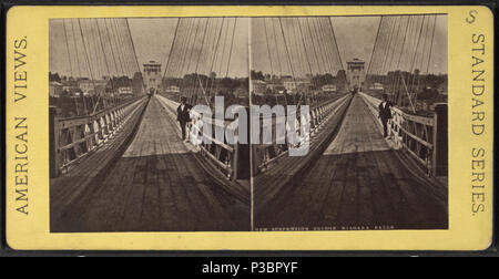 . Neue hängebrücke, die Niagara Fälle. Alternative Titel: Amerikanische Ansichten, Standard Serie. Abdeckung: [1860?-1885?]. Quelle Impressum: [1860?-1885?]. Digitale Element veröffentlicht 00-11-2006; 2-11-2009 aktualisiert. 209 neue Hängebrücke, Niagara Falls, von Robert N. Dennis Sammlung von stereoskopische Ansichten 3. Stockfoto