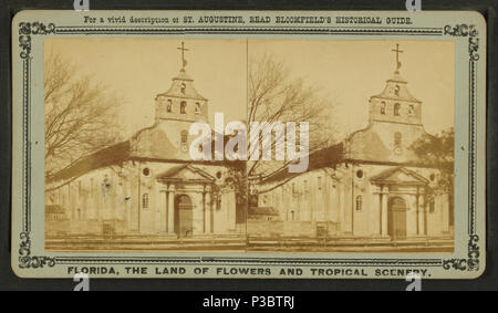 . Alte spanische Kathedrale in St. Augustine, Fla. Alternative Titel: Florida, das Land der Blumen und tropischen Landschaft. Abdeckung: 1870?-1900?. Quelle Impressum: 1870?-1900?. Digitale Element veröffentlicht 7-18 2005; 2-12-2009 aktualisiert. 221 Alte spanische Kathedrale in St. Augustine, Fla, von Robert N. Dennis Sammlung von stereoskopische Ansichten Stockfoto