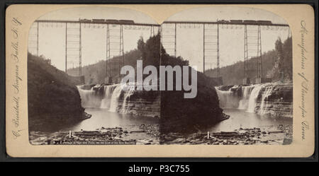 . Neue Portage Brücke und fällt auf die Linie der Erie Railway. Veröffentlicht: Ca. 1875. Abdeckung: [1858?-1885?]. Quelle Impressum: [1858?-1885?]. Digitale Element veröffentlicht 3-9 2006; 2-11-2009 aktualisiert. 208 neue Portage Brücke und fällt auf die Linie der Erie Railway, Bierstadt, Charles, 1819-1903 2. Stockfoto