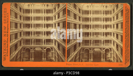 . Palace Hotel, Innenansicht, S.F. Alternative Titel: Watsons' Neue Serie, 3531. Veröffentlicht: Nach 1873. Abdeckung: 1868?-1876?. Quelle Impressum: San Francisco: 1868?-1876?. Digitale Element veröffentlicht 8-31 2005; Aktualisiert im 7-21 2008. 227 Palace Hotel, Innenansicht, S. F, durch Watkins, Carleton E., 1829-1916 2. Stockfoto