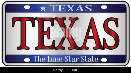 Texas State Nummernschild mockup spoof auf weißem Hintergrund Stock Vektor