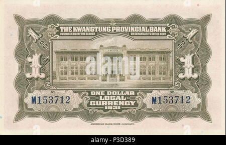 1 Dollar - kwangtung Provincial Bank (1931) 06. Stockfoto