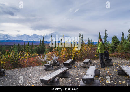 Camping in Denali National Park, mit Blick auf Mt Mckinley Stockfoto