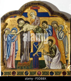 1 Meister des Heiligen Franziskus, Doppelseitige Polyptychon. Deposition. c 1272. Nationalgalerie von Umbrien, Perugia. Stockfoto