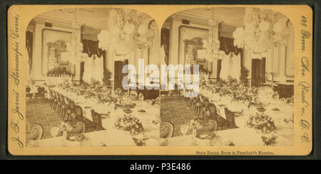 . Zustand Esszimmer in der Präsident Mansion. Erstellt: 1870-1899. Abdeckung: 1870-1899. Quelle Impressum: Washington, D.C.: J.F. Jarvis, 1870?-1899?. Digitale Element veröffentlicht 9-29 2005; 2-12-2009 aktualisiert. 282 Staat Esszimmer in der Präsident Mansion, Jarvis, J. F. (John-F.), b. 1850 Stockfoto