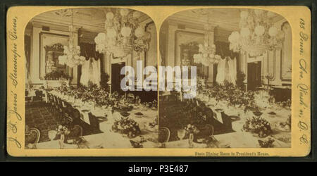 . Zustand Esszimmer in seinem Haus. Erstellt: 1870-1899. Abdeckung: 1870-1899. Quelle Impressum: Washington, D.C.: J.F. Jarvis, 1870?-1899?. Digitale Element veröffentlicht 9-29 2005; 2-12-2009 aktualisiert. 282 Staat Esszimmer in seinem Haus, von Jarvis, J. F. (John-F.), b. 1850 2 Stockfoto