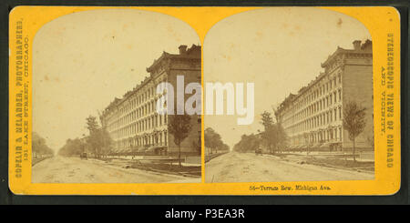 . Terrasse Row, der Michigan Avenue. Alternative Titel: stereoskopische Ansichten von Chicago und Umgebung. 54. Abdeckung: 1865?-1915?. Quelle Impressum: 1865?-1915?. Digitale Element veröffentlicht 6-15 2005; 2-12-2009 aktualisiert. 298 Terrasse Row, der Michigan Avenue, durch Copelin&amp; Melander Stockfoto