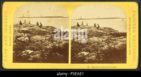 . Hilgers's Island und Leuchten. Alternative Titel: Cape Ann Landschaft. Einzigartige Serie. 208. Abdeckung: 1858?-1890?. Quelle Impressum: 1858?-1890?. Digitale Element veröffentlicht 7-28 2005; 2-13-2009 aktualisiert. 299 Hilgers's Island und Leuchten, durch Procter Brüder Stockfoto