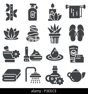 Spa Massage therapie Kosmetik Symbole. Vector Illustration. Stock Vektor