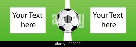 Fußball auf Rasen mit zwei Brettern und Platz für Text oder Bild, Vektor, Abbildung Stock Vektor