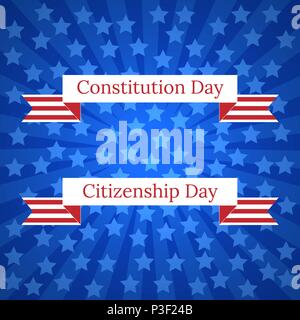 Tag der Verfassung und der Unionsbürgerschaft Tag in den Vereinigten Staaten. 17. September. Konzept der amerikanischen Nationalfeiertag. Blaue Strahlen von der Mitte, blau Sta Stock Vektor