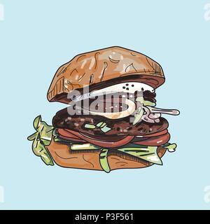 Vektor Zeichnung der Burger auf hellen Hintergrund. Stock Vektor