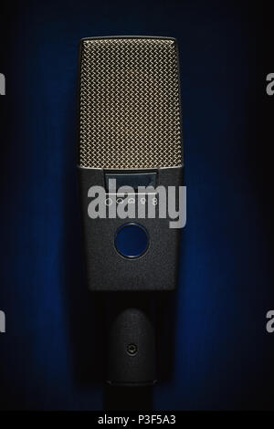 Detailansicht auf modernen Kondensator Mikrofon, Membran und Muster details. Stockfoto