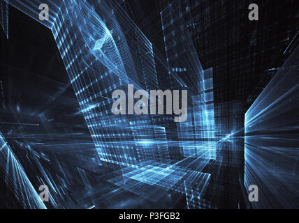 Fraktal Kunst - Computer 3D-Bild, technologischer Hintergrund Stockfoto