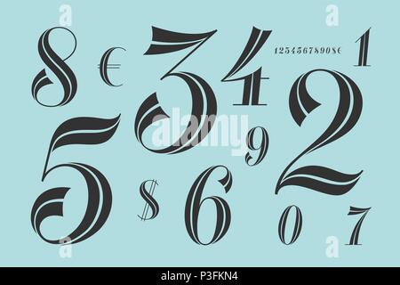 Zahlen Font. Klassische elegante Schrift Stock-Vektorgrafik - Alamy