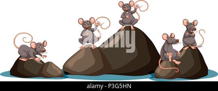 Eine Reihe von Ratte auf weißem Hintergrund Abbildung Stock Vektor
