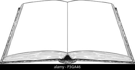 Vektor Künstlerische Zeichnung Abbildung: Alte Buch öffnen Stock Vektor