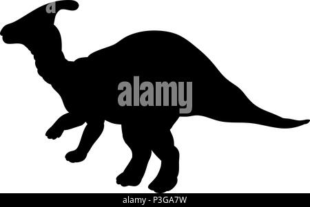 Silhouette Parasaurolophus dinosaur Jurassic prähistorische Tier. Vector Illustration Stock Vektor