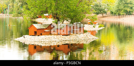 Landschaft mit dem duckhouses Stockfoto