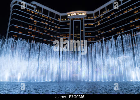 Wynn Resort Macau Cotai Strip casino hotel Architektur Brunnen Ziel Stockfoto