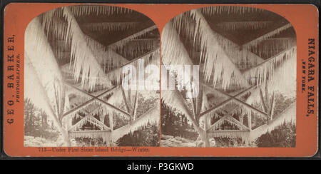 . Unter der ersten Schwester Insel Brücke, Winter. Abdeckung: 1865?-1880?. Digitale Element veröffentlicht 6-14 2006; 2-11-2009 aktualisiert. 337 Unter der Ersten Schwester Insel Brücke, Winter, von Barker, George, 1844-1894 Stockfoto