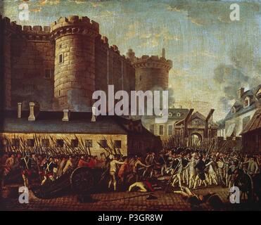 Sturm auf die Bastille im Jahr 1789. Paris, Musée Carnavalet. Autor: Jean-Pierre Houël (1735-1813). Ort: Musée Carnavalet. Stockfoto