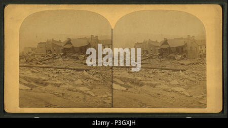 351 Blick auf die Ecken der Haupt- und Clinton Straßen zeigen, bleibt der nur Gebäude stehen auf der einen Seite von Clinton Straße, von Robert N. Dennis Sammlung von stereoskopische Ansichten Stockfoto