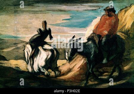 Französische Schule. Don Quijote und Sancho Panza. 19. Private Sammlung. Autor: Honore Daumier (1808-1879). Stockfoto