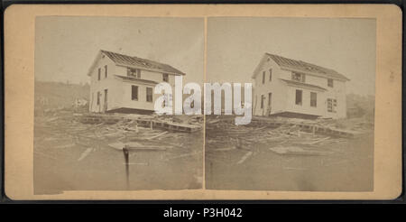 . Blick auf ein Haus, das aus seinem Fundament gehoben wurde. Abdeckung: 1878. Quelle Impressum: 1878.. Digitale Element veröffentlicht 1-25 2006; 5-18-2009 aktualisiert. 355 Blick auf ein Haus, das aus seinem Fundament gehoben wurde, von William Allderige 2 Stockfoto