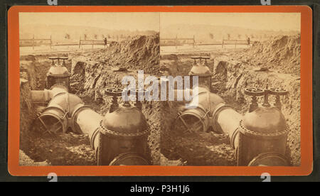 360° Ansicht von Toren auf Sudbury River Pipeline unter Abwasser Gate House, Chestnut Hill Reservoir, Blick nach Süden, von Robert N. Dennis Sammlung von stereoskopische Ansichten Stockfoto