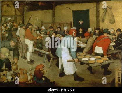 Flämischen Schule. Die Bauernhochzeit. Wien (Österreich), Kunsthistorisches Museum. Autor: Pieter Brueghel der Ältere (1525-1569). Ort: Kunsthistorisches Museum / MUSEO DE BELLAS ARTES, Wien, Österreich. Stockfoto