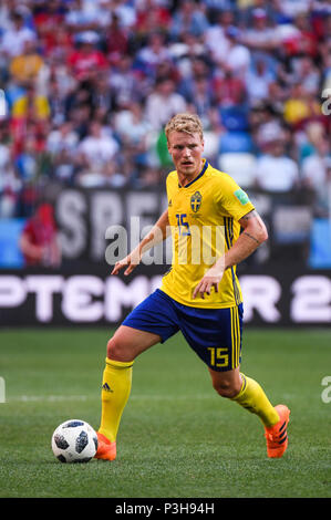 18 Juni 2018, Stadion Nizhny Novgorod, Nishnij Nowgorod, Russland; FIFA WM Fußball, Gruppe F, Schweden gegen Südkorea; Oscar Hiljemark von Schweden Stockfoto