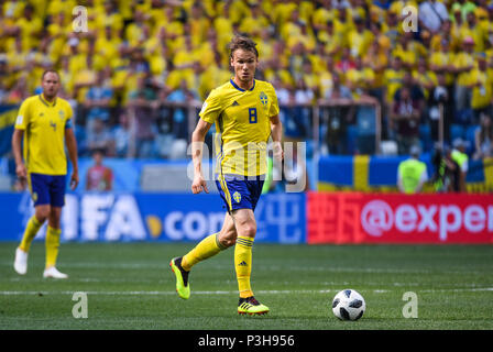 18 Juni 2018, Stadion Nizhny Novgorod, Nishnij Nowgorod, Russland; FIFA WM Fußball, Gruppe F, Schweden gegen Südkorea; Albin Ekdal von Schweden Stockfoto