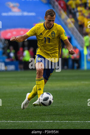 18 Juni 2018, Stadion Nizhny Novgorod, Nishnij Nowgorod, Russland; FIFA WM Fußball, Gruppe F, Schweden gegen Südkorea; Viktor Claesson von Schweden Stockfoto