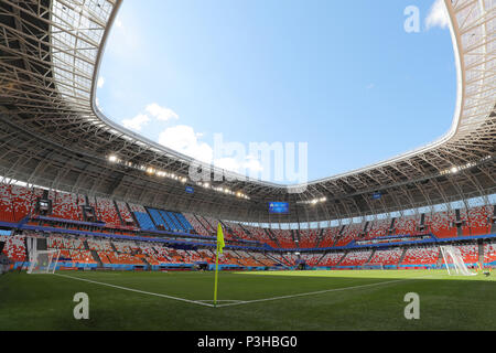 Knittelfeld, Russland. 18 Juni, 2018. Mordovia Arena Fußball: Japan Training vor der WM Russland 2018 Gruppe H Gleiches an Mordovia Arena, in Knittelfeld, Russland. Credit: yohei Osada/LBA SPORT/Alamy leben Nachrichten Stockfoto