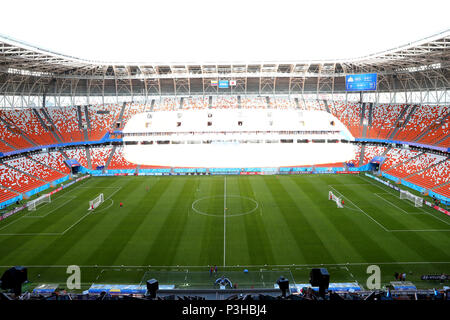 Knittelfeld, Russland. 18 Juni, 2018. Mordovia Arena Fußball: Japan Training vor der WM Russland 2018 Gruppe H Gleiches an Mordovia Arena, in Knittelfeld, Russland. Credit: yohei Osada/LBA SPORT/Alamy leben Nachrichten Stockfoto