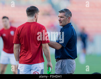 Mai 5, 2018: Die USA Männer Rugby Team Assistant Trainer Greg McWilliams die Emirate Sommer Serie 2018 Match zwischen den USA Männer Team vs Schottlands Männer Team bei BBVA Compass Stadium, Houston, Texas. USA besiegt Schottland 30-29 Vollzeit Stockfoto