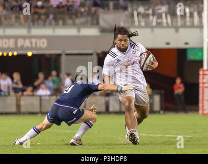 Mai 5, 2018: Die USA Männer Rugby Team hooker Joe Taufete'e (2) Während der Emirate Sommer Serie 2018 Match zwischen den USA Männer Team vs Schottlands Männer Team bei BBVA Compass Stadium, Houston, Texas. USA besiegt Schottland 30-29 Vollzeit Stockfoto