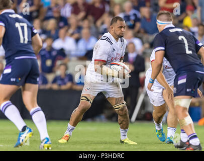 Mai 5, 2018: Die USA Männer Rugby Team schloss Samu Manoa (4) Während der Emirate Sommer Serie 2018 Match zwischen den USA Männer Team vs Schottlands Männer Team bei BBVA Compass Stadium, Houston, Texas. USA besiegt Schottland 30-29 Vollzeit Stockfoto