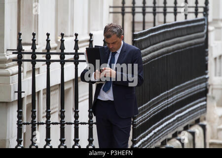 London, Großbritannien. 19 Juni, 2018. Staatssekretär für Bildung, Rt Hon Damian Hinds MP kommt an 10 Downing Street in London. Credit: Keith Larby/Alamy leben Nachrichten Stockfoto