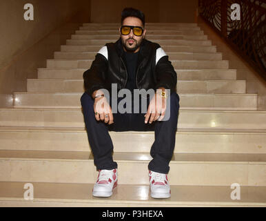 Rapper Badshah dar bei der Einführung von Star Plus neue singen Reality Show "il Hai Hindustani 2' im Hotel JW, Juhu in Mumbai. Stockfoto